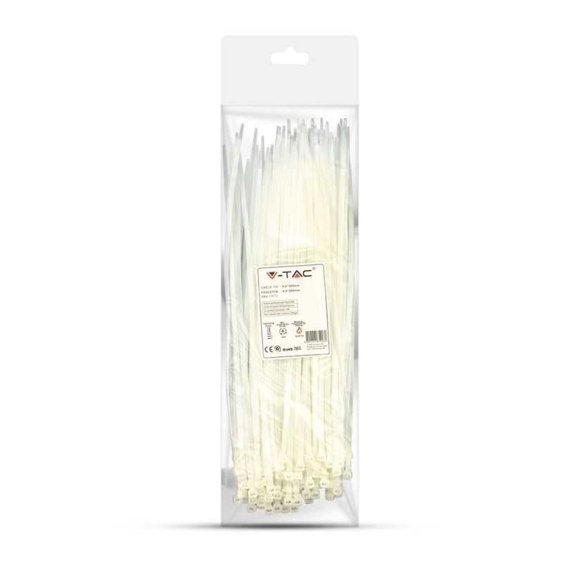 V-TAC FASCETTE CABLAGGIO 4,5X350MM BIANCO/NERO
