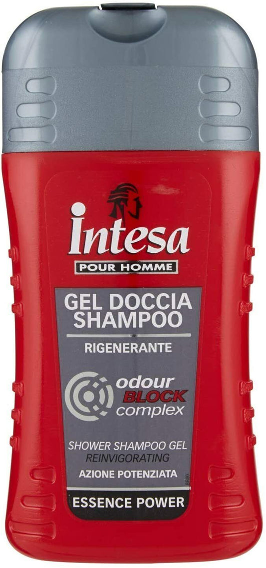 INTESA POUR HOMME GEL DOCCIA SHAMPOO 250ML RIGENERANTE ODOUR BLOCK COMPLEX ESSENCE POWER