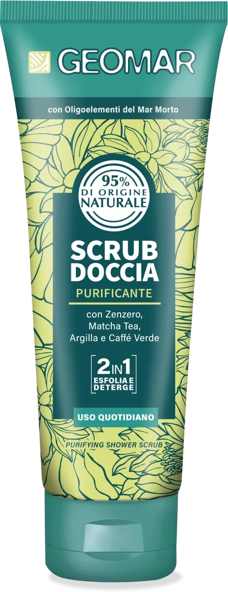 GEOMAR SCRUB DOCCIA 2IN1 250ML PURIFICANTE ZENZERO,MATCHA TEA,ARGILLA E CAFFE' VERDE