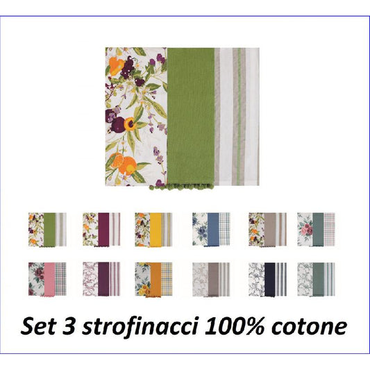 PREZIOSA CALISE S09 SET 3 STROFINACCI CM.50X70 100% COTONE ASSORTITI