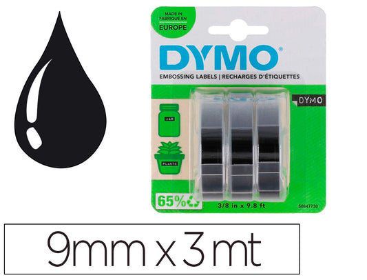 DYMO 3 NASTRI RICARICA NERO 9MMX3M