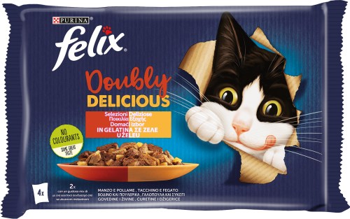 FELIX DOUBLY DELICIOUS 4X85G SELEZIONI DELIZIOSE MANZO/POLLO TACCHINO/FEGATO