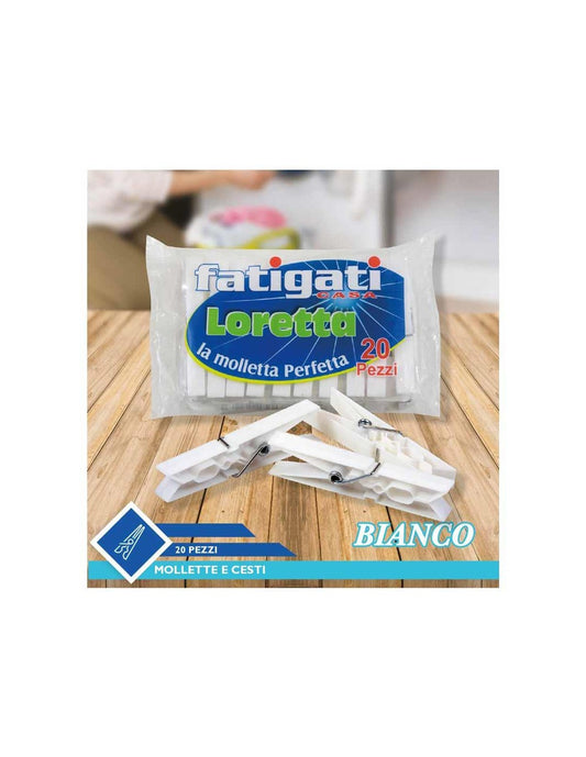 FATIGATI CASA PINZE BUCATO LORETTA LA MOLLETTA PERFETTA 20PZ BIANCO