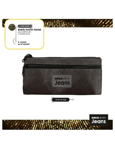 TINTA UNITA JEANS BUSTA PIATTA TWINS LUREX NERO ART.61108