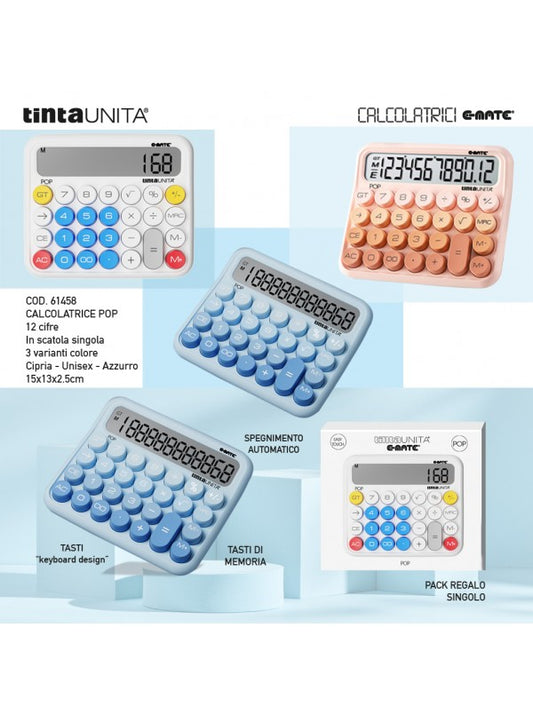 TINTA UNITA CALCOLATRICE DA TAVOLO POP 12 CIFRE COD.61458