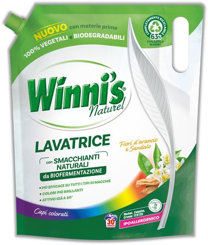 WINNI'S LAVATRICE LIQUIDO 1,350L 30 LAVAGGI ECO FIORI D'ARANCIO E SANDALO CAPI COLORATI