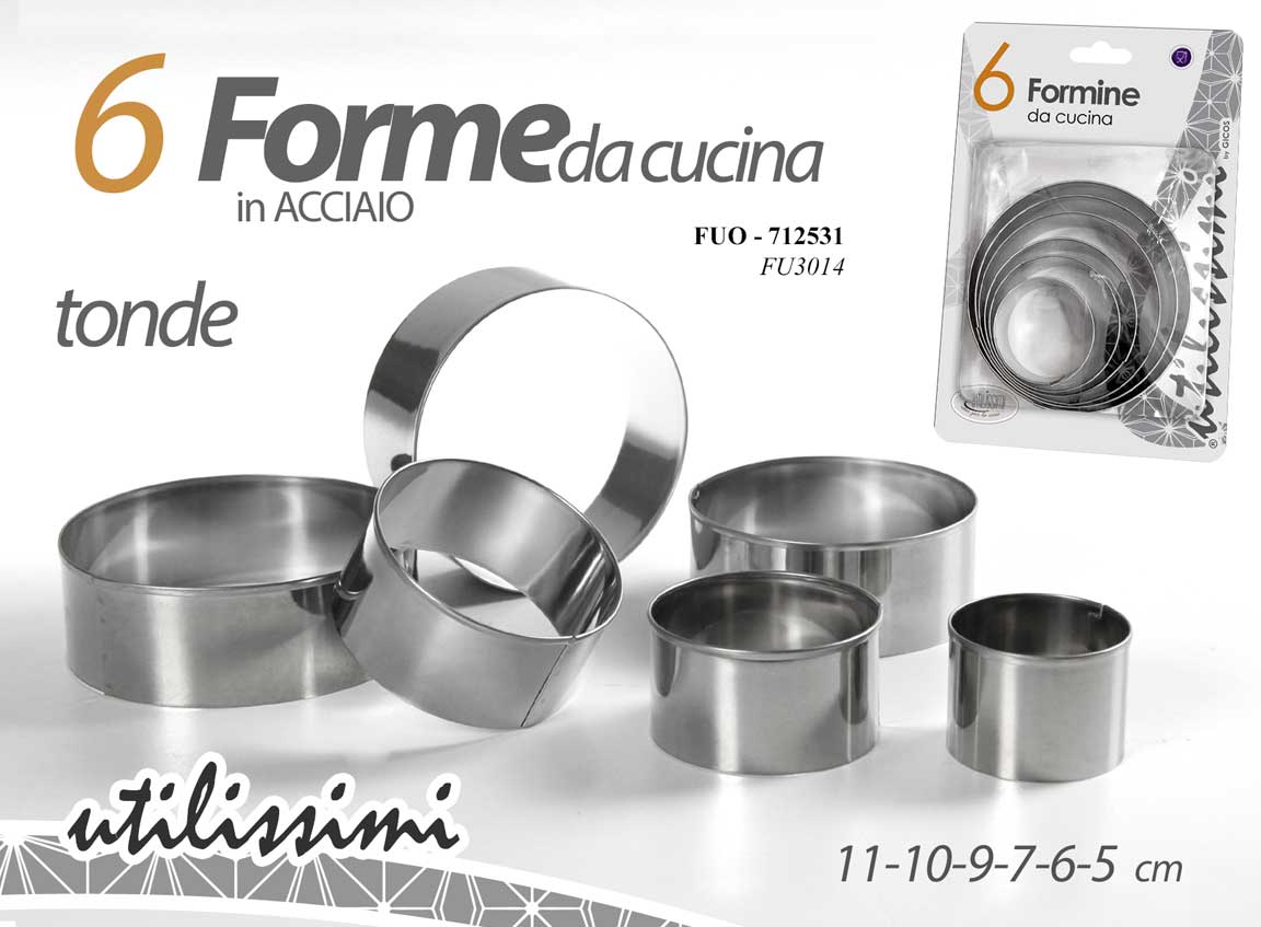 GICOS FORME DA CUCINA IN ACCIAIO TONDE 6PZ