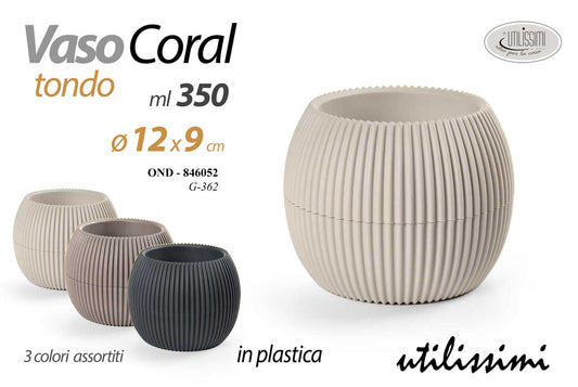 GICOS VASO CORAL TONDO IN PLASTICA CM.12X9 350ML COLORI ASSORTITI