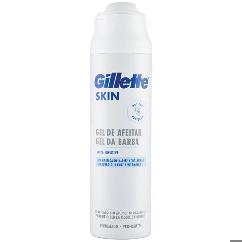 GILLETTE SKIN GEL DA BARBA 200ML ULTRA SENSITIVE BURRO DI KARITE' E VITAMINA E