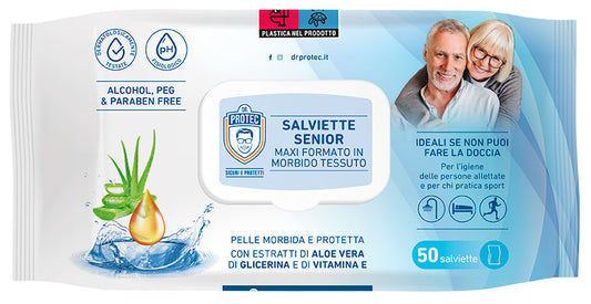 DR. PROTECT SALVIETTE SENIOR MAXI FORMATO IN MORBIDO TESSUTO POP-UP 50PZ