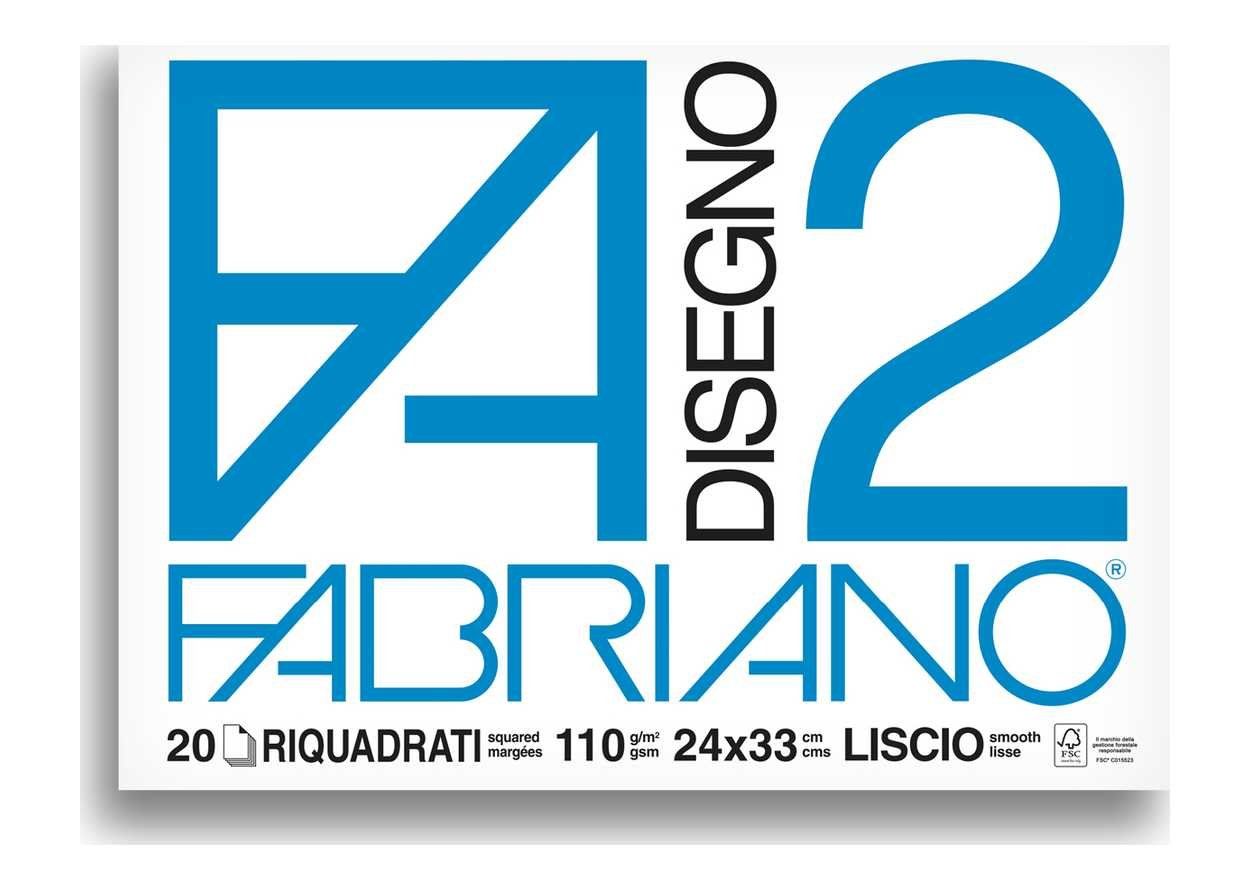 FABRIANO F2 20 FOGLI 110G/M2 24X33 LISCIO SQUADRATO