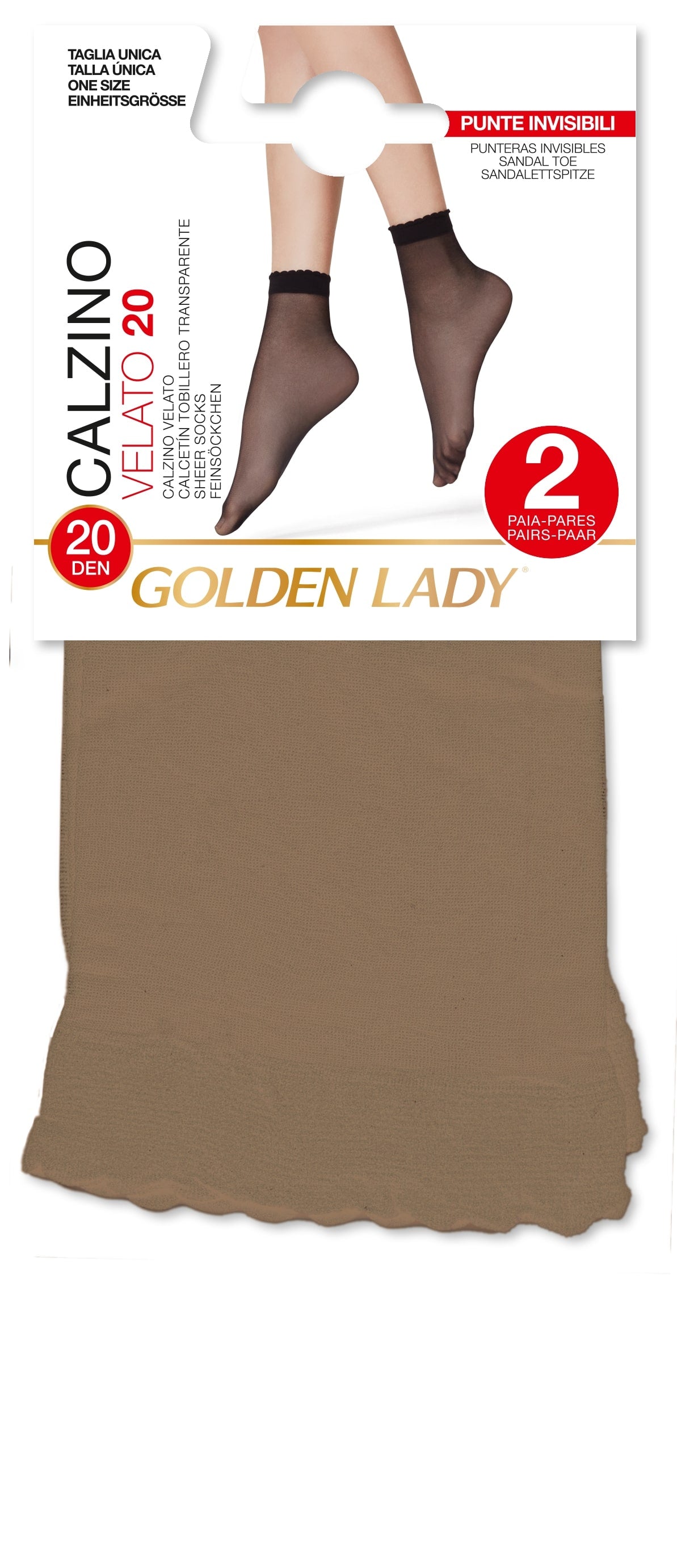 GOLDEN LADY CALZINO VELATO 20 20DEN TG.UNICA 2 PAIA MELON