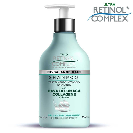 TRICO RETINOL COMPLEX SHAMPOO 500ML IDRATANTE BAVA DI LUMACA COLLAGENE E AVENA