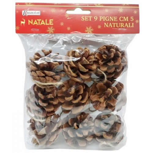 KASAVIVA NATALE SET 9 PIGNE CM.5 NATURALI