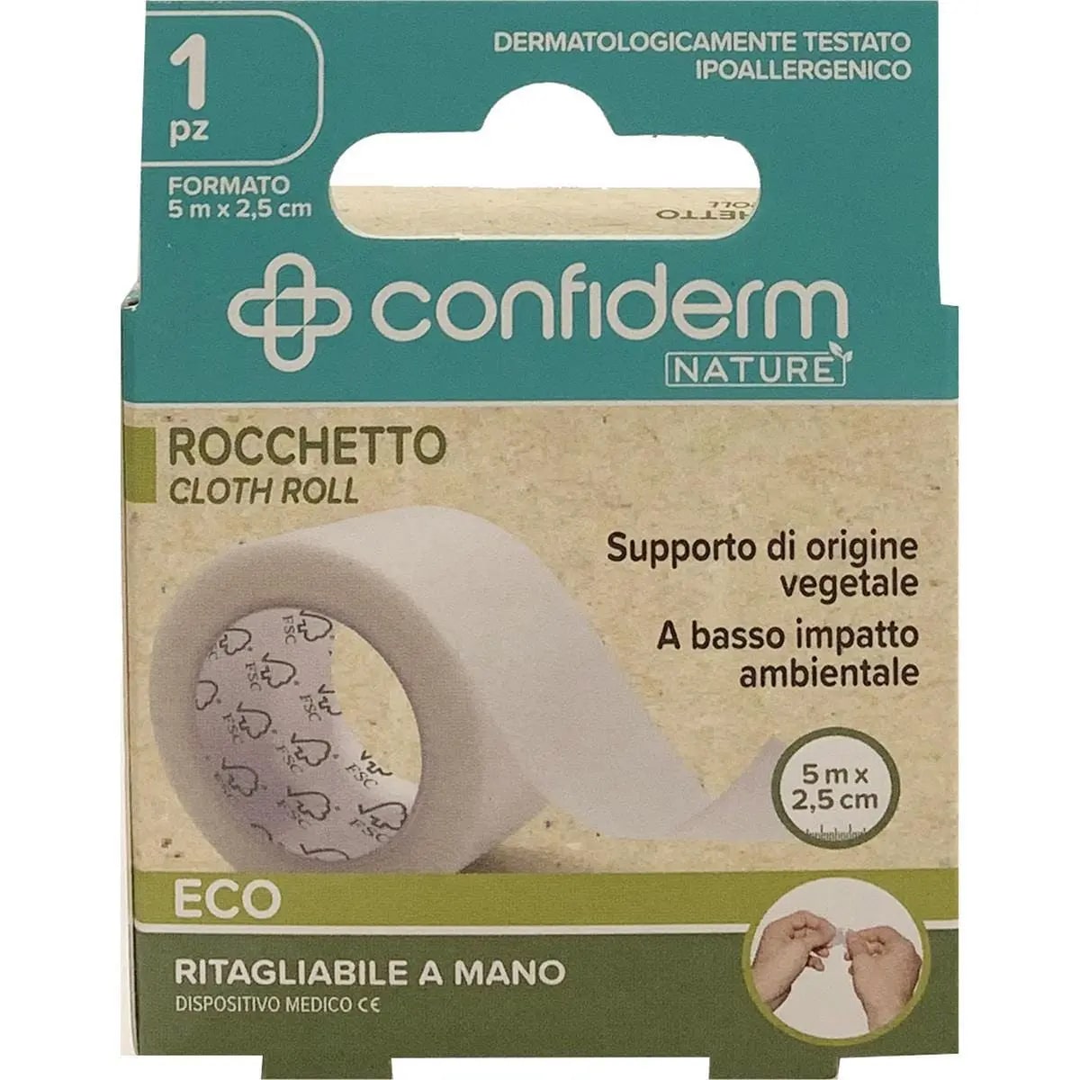 CONFIDERM NATURE ROCCHETTO ECO 5M X 2,5CM RITAGLIABILE A MANO