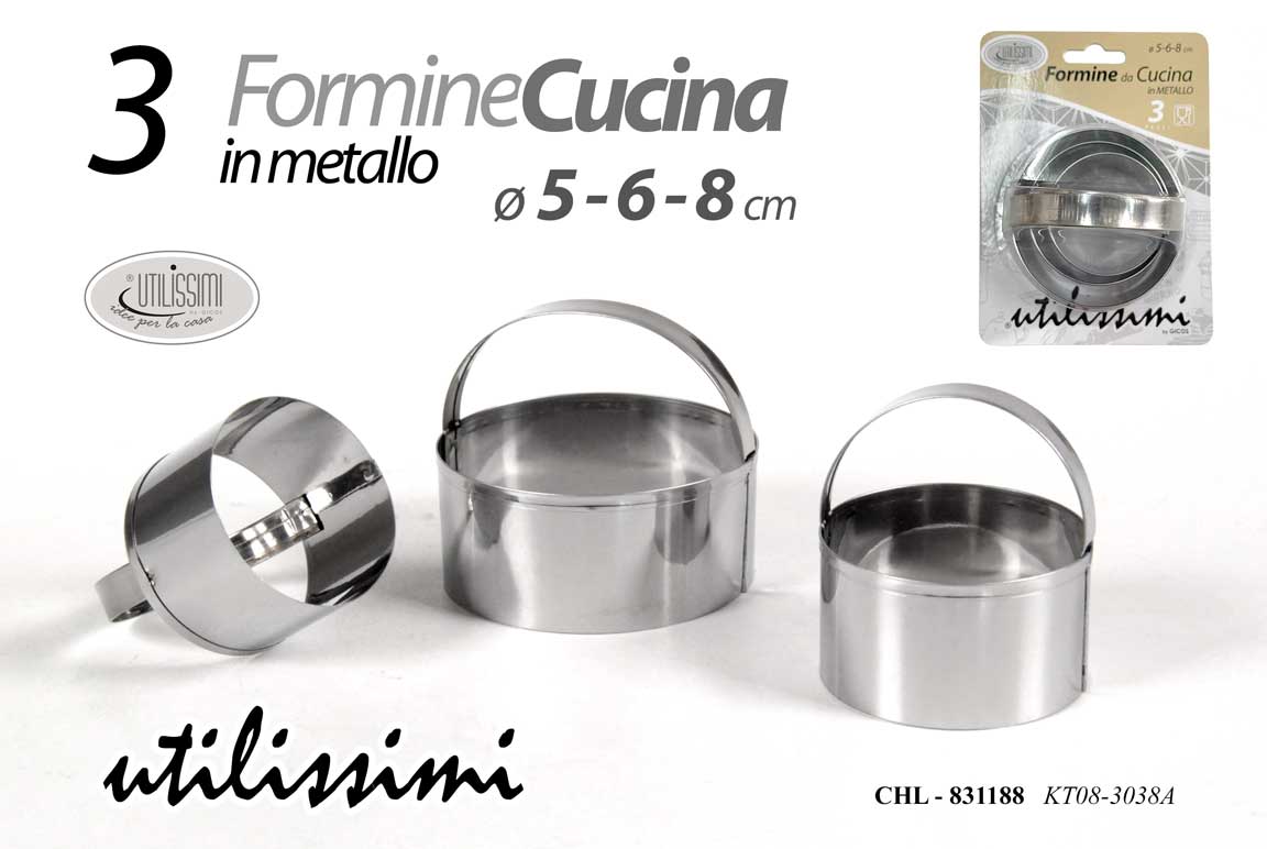 GICOS FORMINE DA CUCINA IN METALLO CM.5-6-8 3PZ