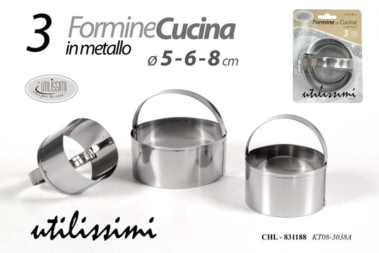 GICOS 3 FORMINE DA CUCINA IN METALLO CM.5-6-8