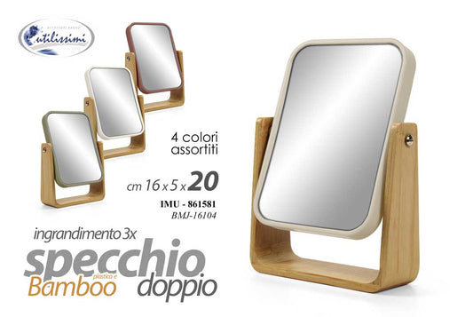 GICOS SPECCHIO DOPPIO PLASTICA E BAMBOO CM.16X5X20 COLORI ASSORTITI