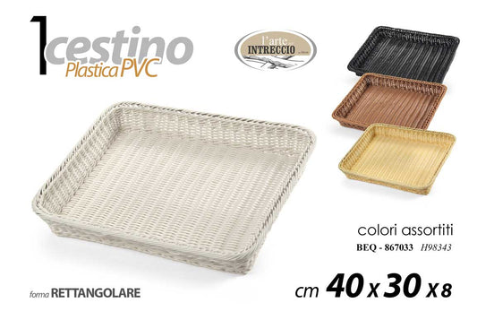 GICOS CESTINO PLASTICA PVC FORMA RETTANGOLARE CM.40X30X8 COLORI ASSORTITI