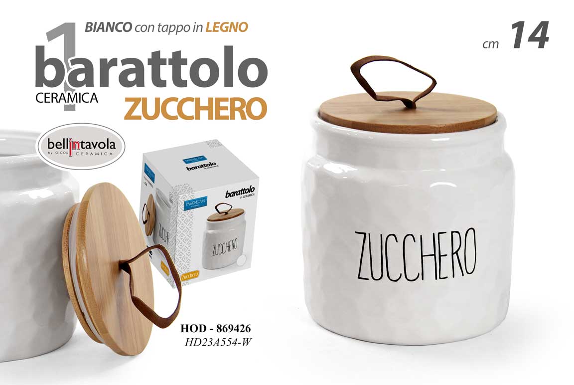 GICOS BARATTOLO BIANCO TAPPO IN LEGNO CM.14 ZUCCHERO