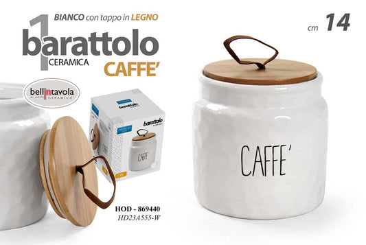 GICOS BARATTOLO BIANCO TAPPO IN LEGNO CM.14 CAFFE'