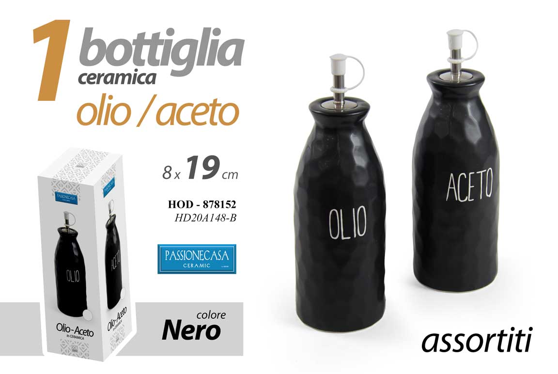 GICOS BOTTIGLIA CERAMICA OLIO/ACETO ASSORTITA CM.8X19 NERO