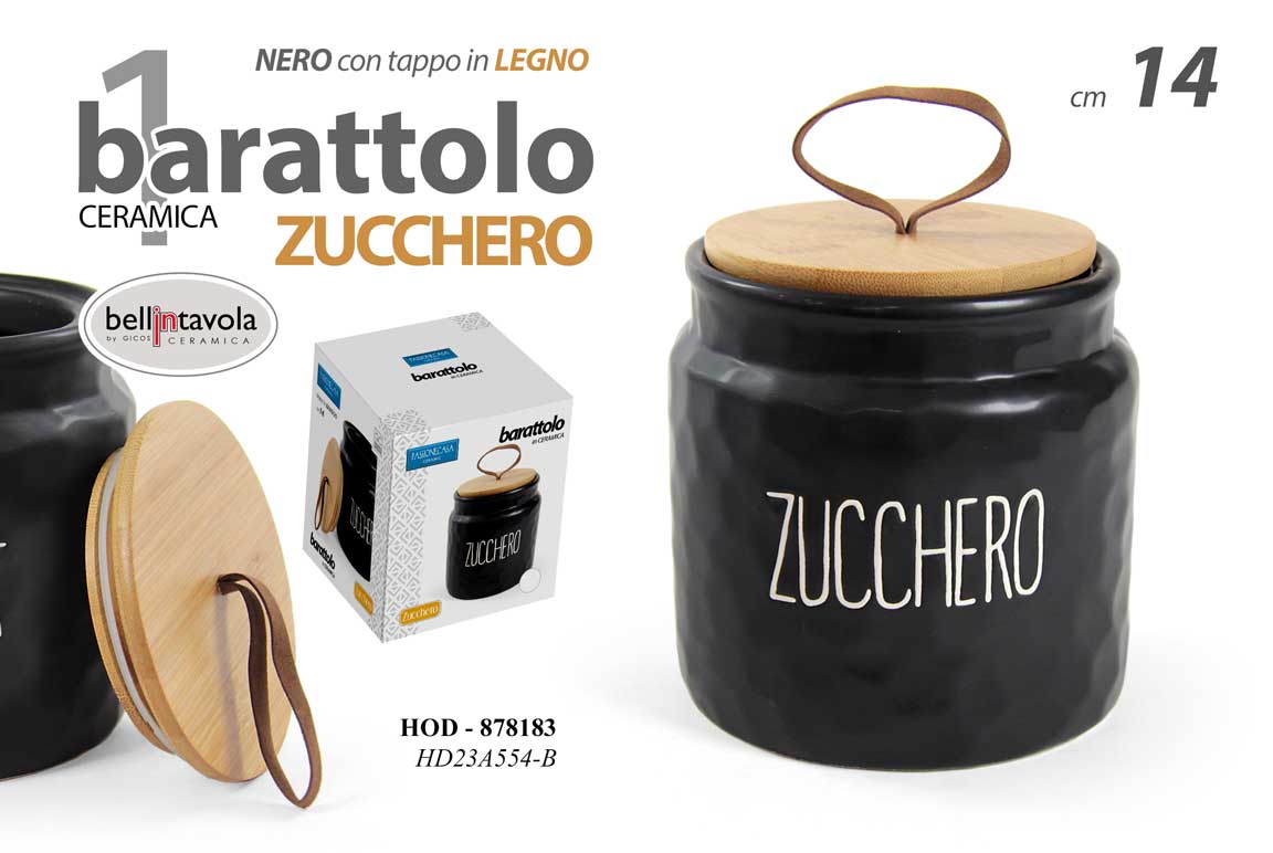 GICOS BARATTOLO NERO TAPPO IN LEGNO CM.14 ZUCCHERO