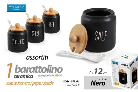 GICOS BARATTOLINO NERO TAPPO IN BAMBOO CM.7X12 ASSORTITO