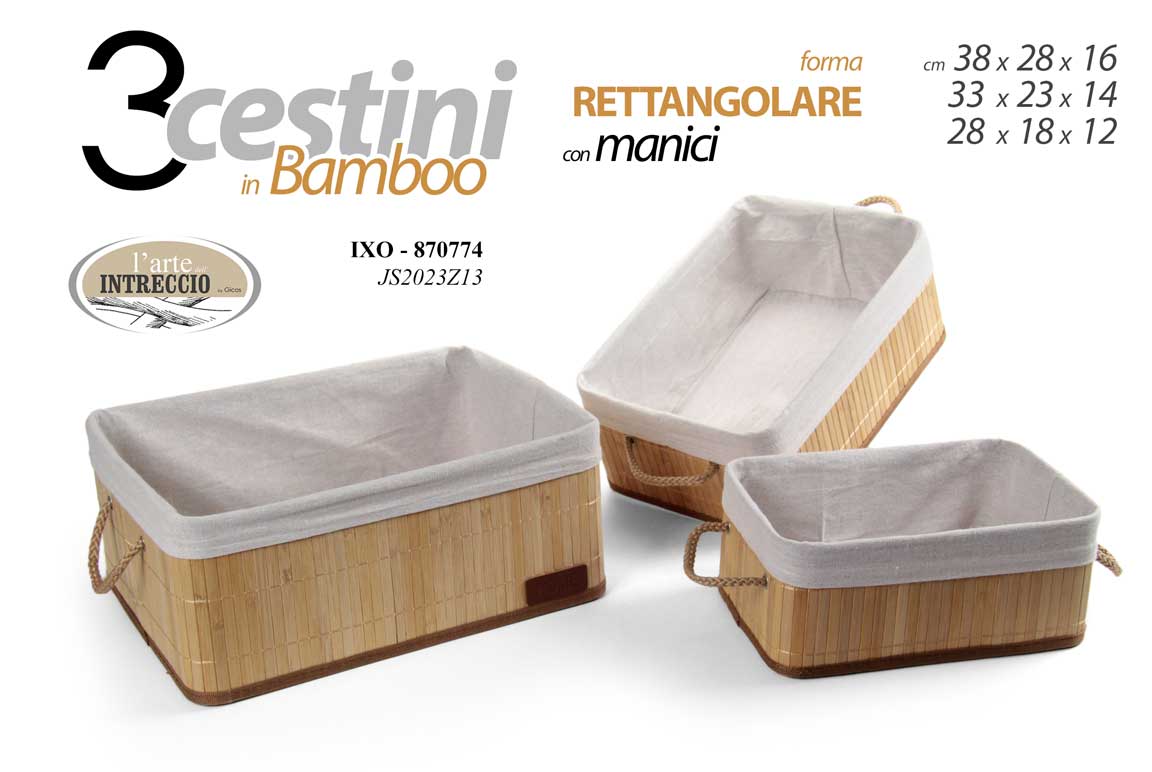 GICOS CESTINO IN BAMBOO RETTANGOLARE CM.28X18X12