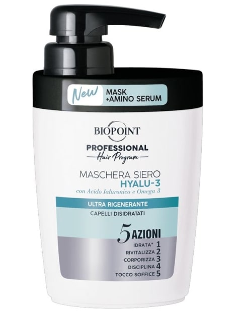 BIOPOINT MASCHERA SIERO 300ML HYALU-3 5 AZIONI ULTRA RIGENERANTE CAPELLI DISIDRATATI