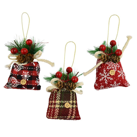 KASAVIVA NATALE APPENDINO SACCHETTO CON PIGNE E BACCHE 1PZ ASSORTITO