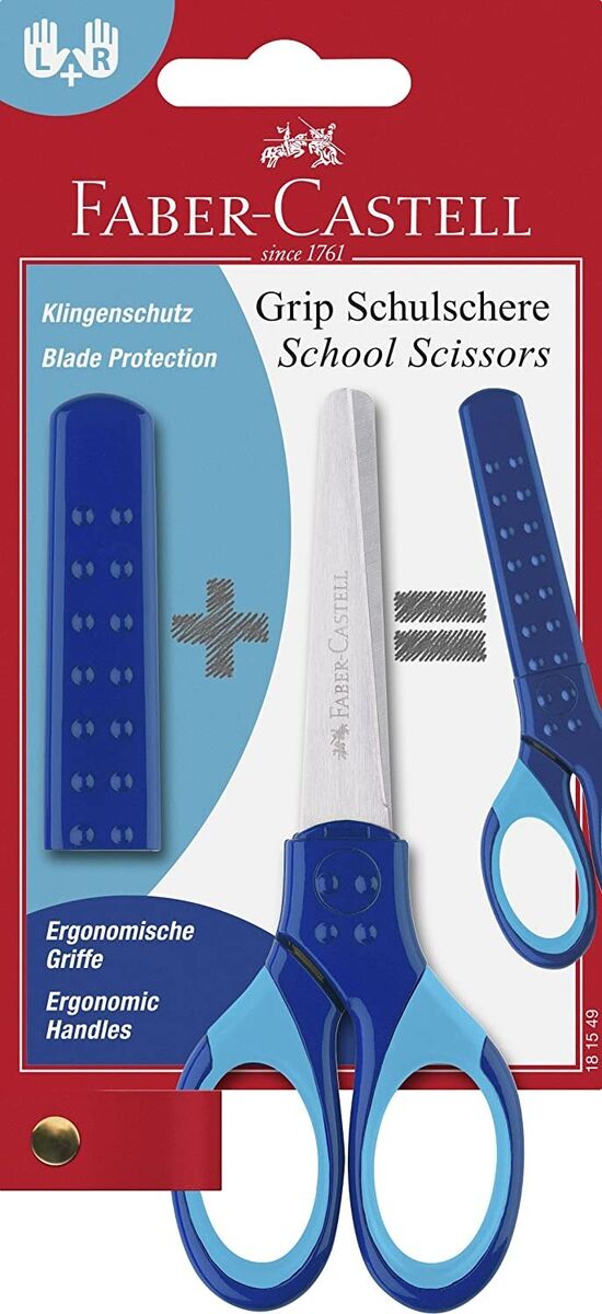 FABER-CASTELL FORBICE SCUOLA MANICO GRIP MANCINI E DESTRIMANI