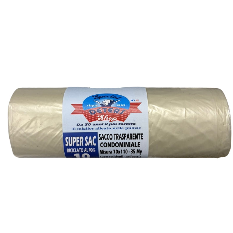 SDS SUPER SAC SACCO TRASPARENTE CONDOMINIALE CM.70X110 - 35 MY ROTOLO 10PZ 110L