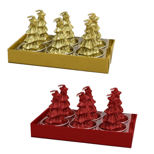 KASAVIVA NATALE TEALIGHT ALBERO ORO/ROSSO 19,5G 1PZ