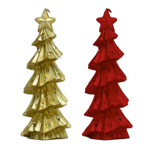 KASAVIVA NATALE CANDELA ALBERO CM.20H ORO/ROSSO ASSORTITA