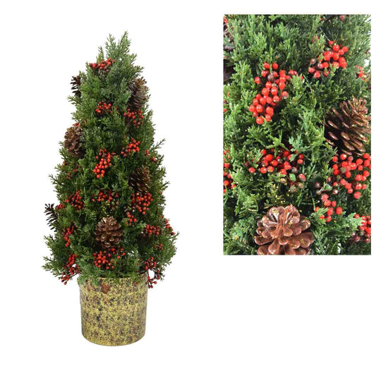 KASAVIVA NATALE ALBERO DA TAVOLO CON BACCHE ROSSE CM.45