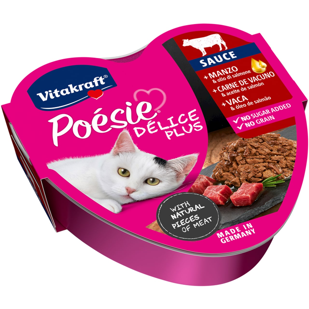VITAKRAFT POESIE DELICE PLUS 85G MANZO E OLIO DI SALMONE