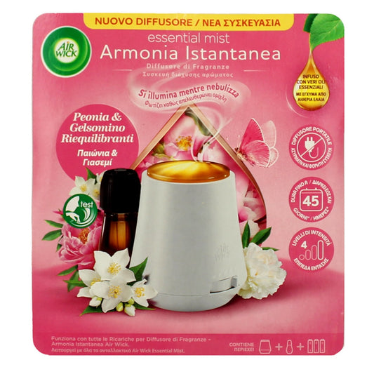 AIR WICK DIFFUSORE COMPLETO OLI ESSENZIALI ARMONIA ISTATANEA RICARICA PEONIA & GELSOMINO RIEQUILIBRANTI