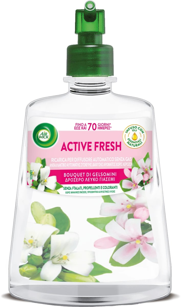 AIR WICK ACTIVE FRESH RICARICA 228ML DIFFUSORE SENZA GAS BOUQUET DI GELSOMINI