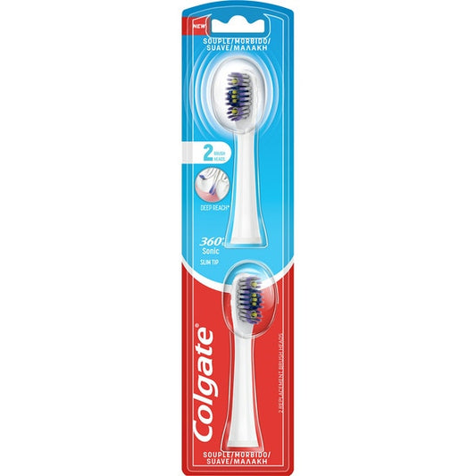 COLGATE RICAMBIO SPAZZOLINO ELETTRICO A BATTERIA 360 SONIC SLIM TIP MORBIDO 2PZ