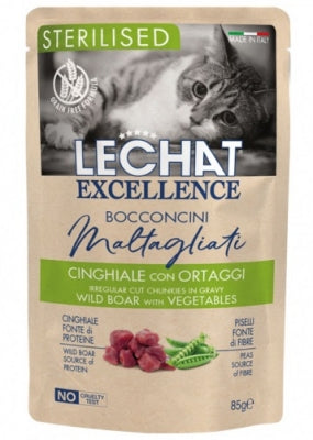 LECHAT EXCELLENCE BOCCONCINI MALTAGLIATI 85G STERILISED CINGHIALE CON ORTAGGI