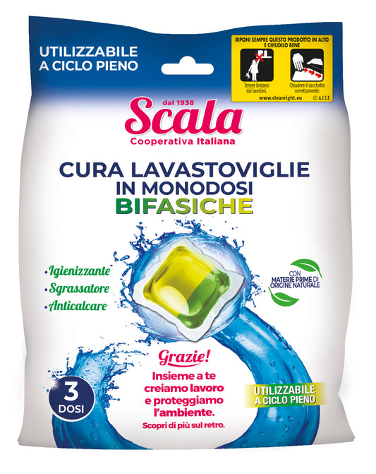 SCALA CURA LAVASTOVIGLIE IN MONODOSI BIFASICHE 75GR 3 DOSI