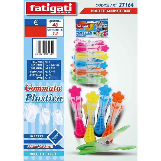 FATIGATI PINZE BUCATO GOMMATE FORMA FIORE 10PZ