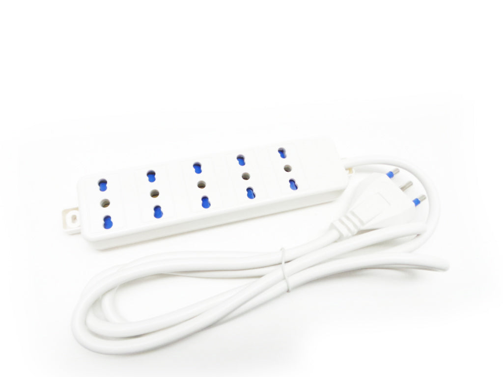 GBC MULTIPRESA SEMPLICE 5 POSTI BIPASSO CON SPINA 16A CAVO M1,5