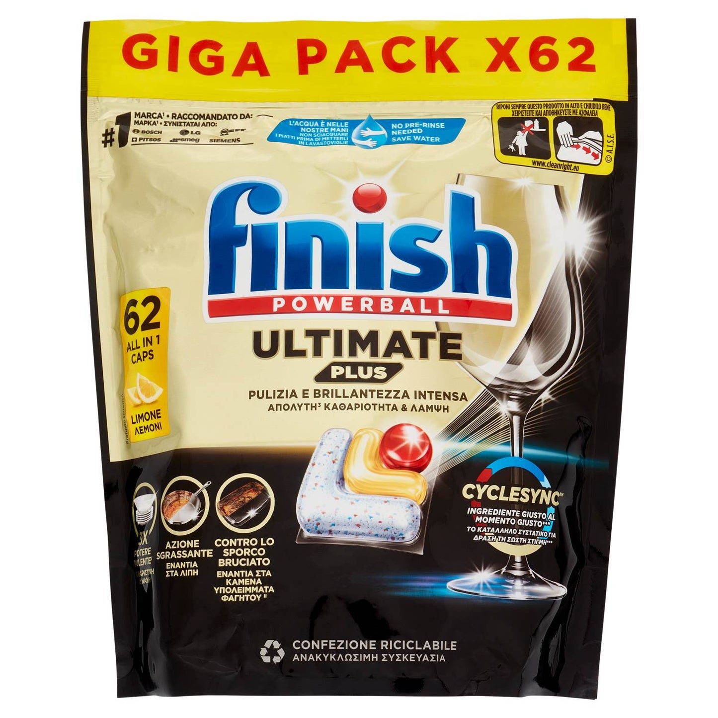 FINISH POWERBALL ULTIMATE PLUS ALL IN 1 X62 CAPS LIMONE GIGA PACK