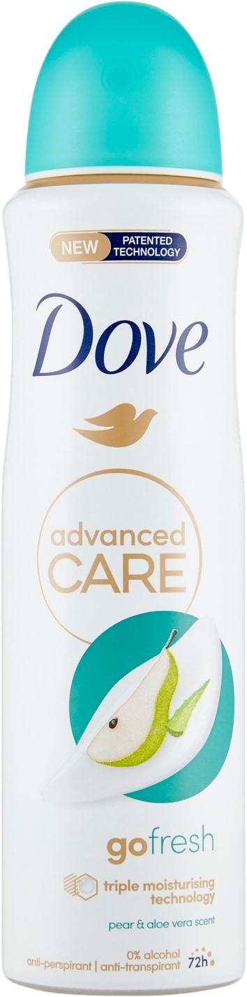 DOVE ADVANCED CARE DEO SPRAY 150ML PEAR & ALOE VERA SCENT 72H