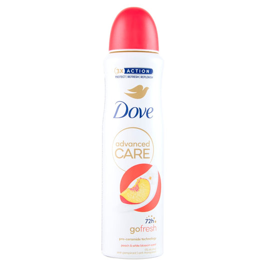 DOVE ADVANCED CARE DEO SPRAY 150ML PEACH & WHITE BLOSSOM SCENT 72H
