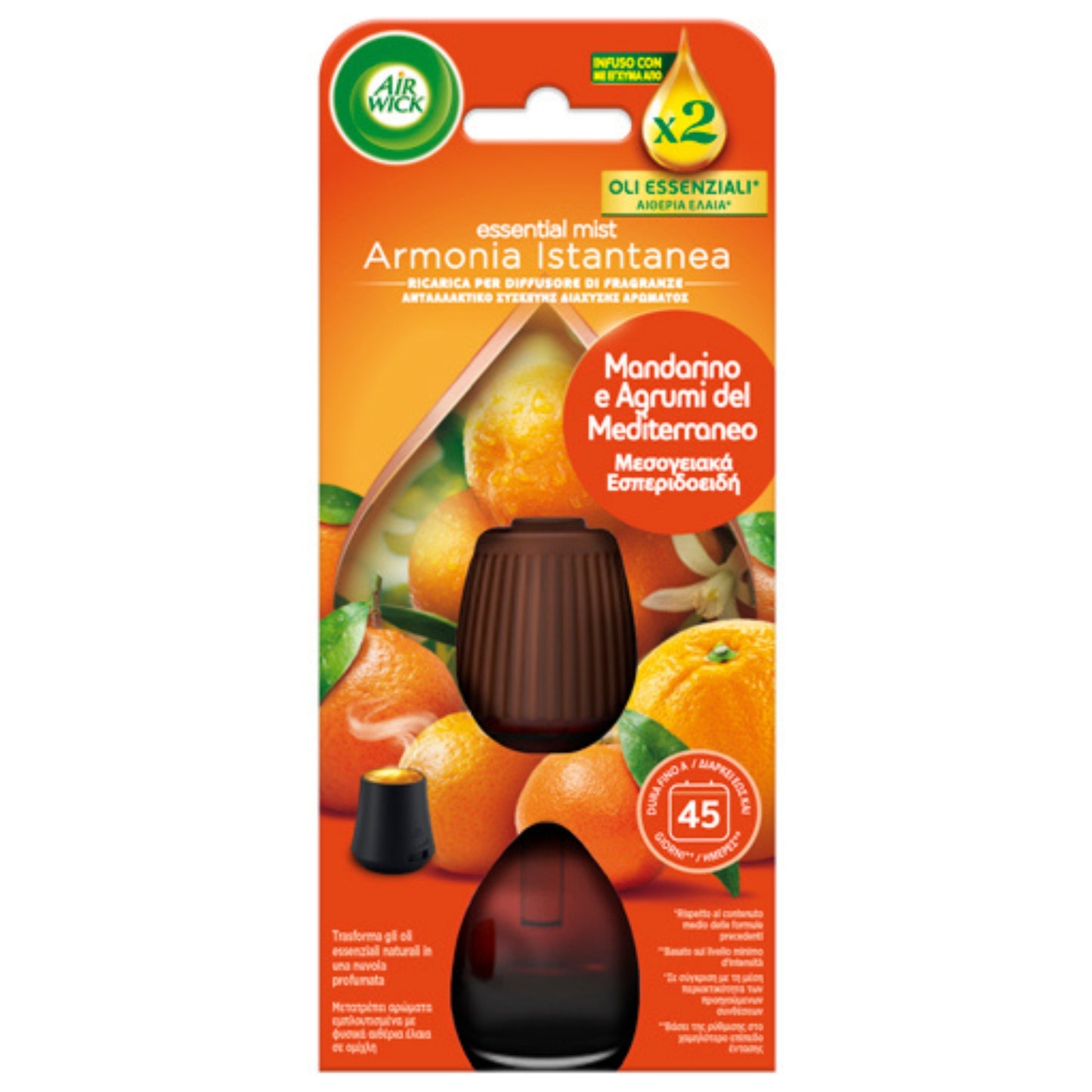 AIR WICK RICARICA AMPOLLA CON OLI ESSENZIALI MANDARINO E AGRUMI DEL MEDITERRANEO 45GG