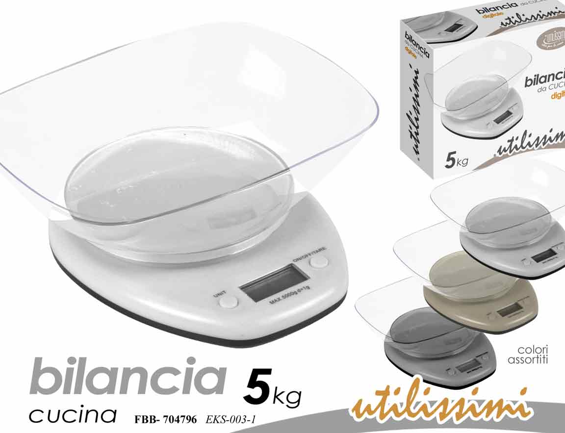 GICOS BILANCIA DA CUCINA DIGITALE 5KG CON VASCHETTA COLORI ASSORTITI