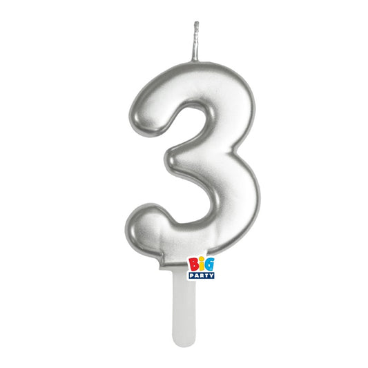 BIG PARTY CANDELA TINY PLUMP ARGENTO METAL 3 CM.7